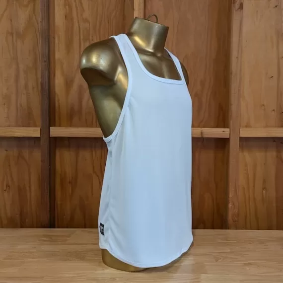 Runyon White Razor Strap Pump Tank - Gym Stringer Racerback Workout Tank Top American Made In USA