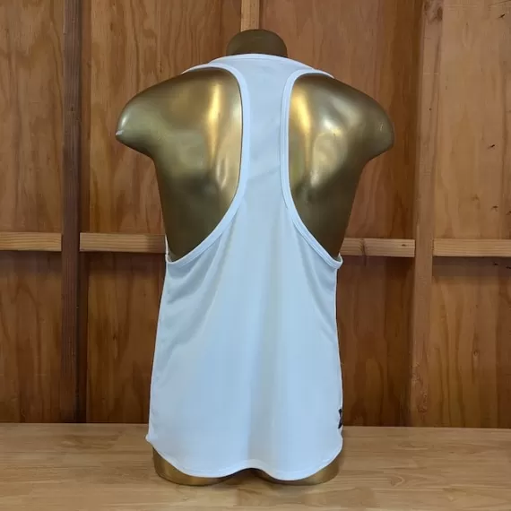 Runyon White Razor Strap Pump Tank - Gym Stringer Racerback Workout Tank Top American Made In USA