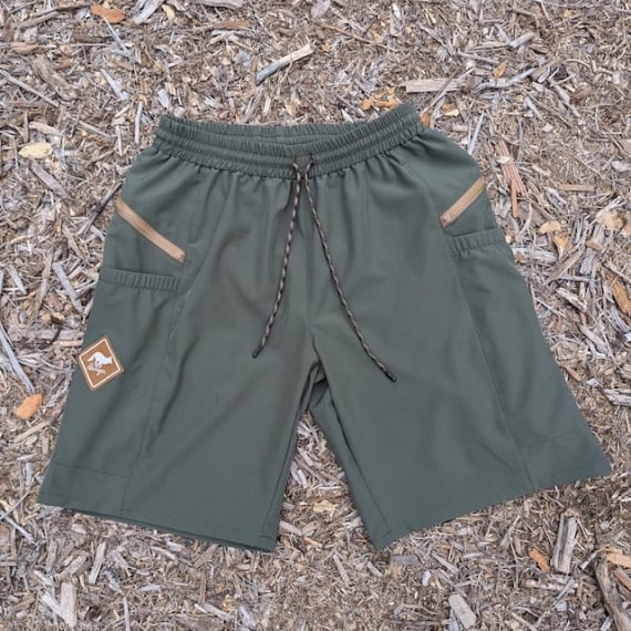 Runyon 9" TrailStash Gravel Cycling Short great for Trail Running, Hiking, Fitness Outdoors Olive Green