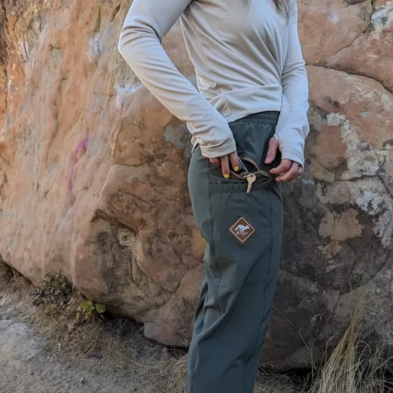 Runyon TrailStash Scrambler - Unisex Olive Green Hiking Jogger Pants American Made In USA.