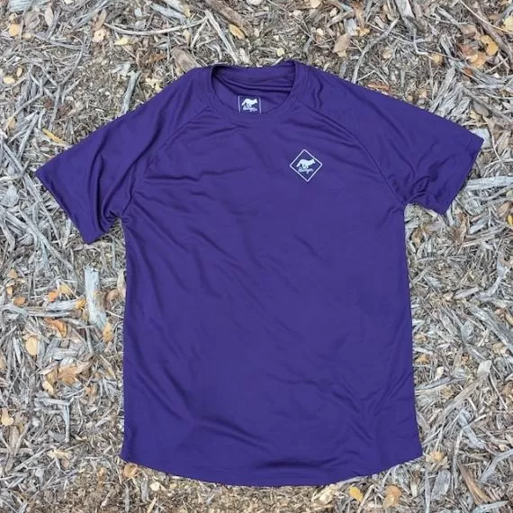 Runyon Mens Purple American Made In USA Running Shirt Performance Moisture Wicking Workout Shirt