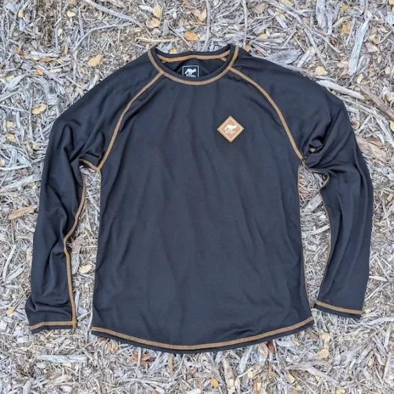 Runyon Mens Long Sleeve Camp Shirt Hiking Running Black Copper American Made In USA