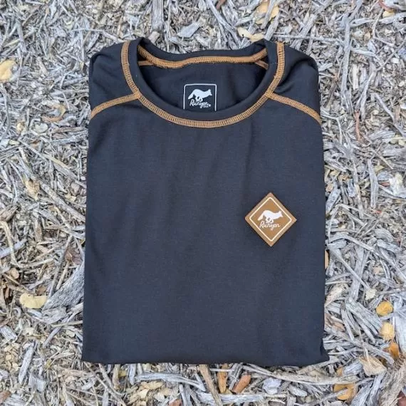 Runyon Mens Long Sleeve Camp Shirt Hiking Running Black Copper American Made In USA