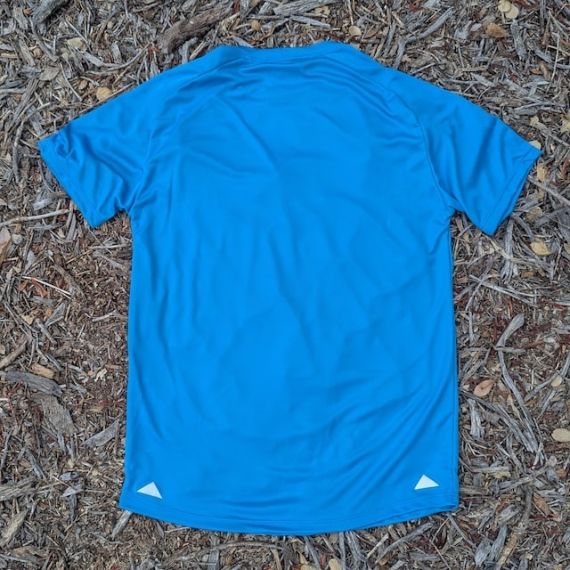 Runyon Mens Cyan Bright Blue Made In USA Running Shirt Performance Moisture Wicking Workout Shirt
