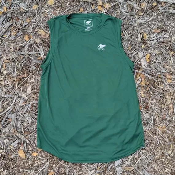 Runyon Men's Forest Green Muscle Tee Performance Workout Tank Top American Made In USA