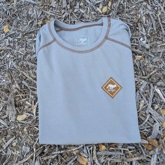 Runyon Mens Long Sleeve Camp Shirt Hiking Running Steel Medium Grey American Made In USA