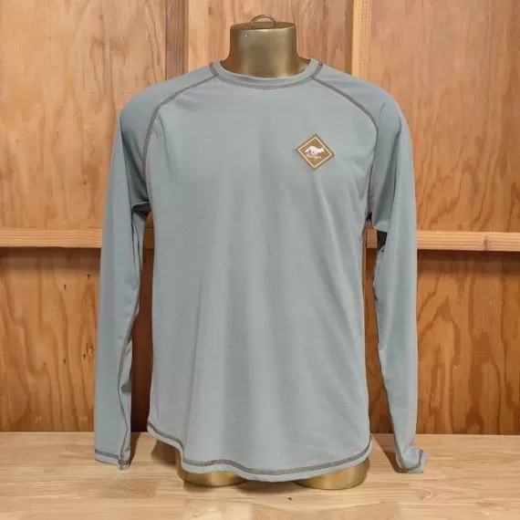 Runyon Mens Long Sleeve Camp Shirt Hiking Running Steel Medium Grey American Made In USA