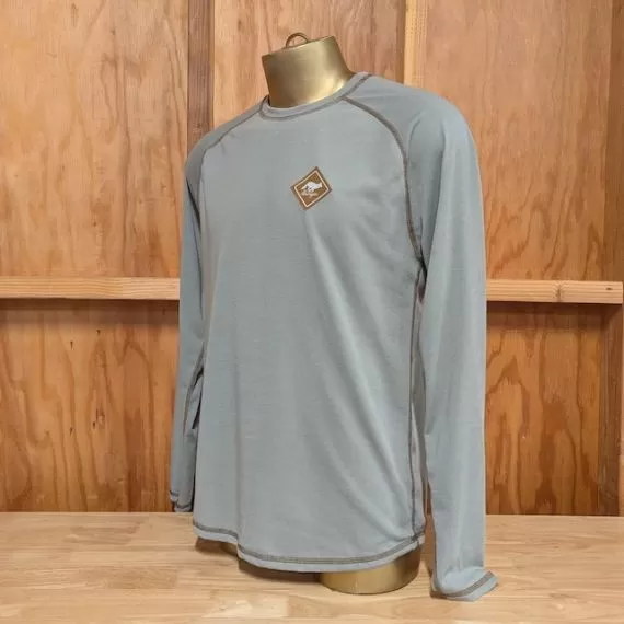 Runyon Mens Long Sleeve Camp Shirt Hiking Running Steel Medium Grey American Made In USA
