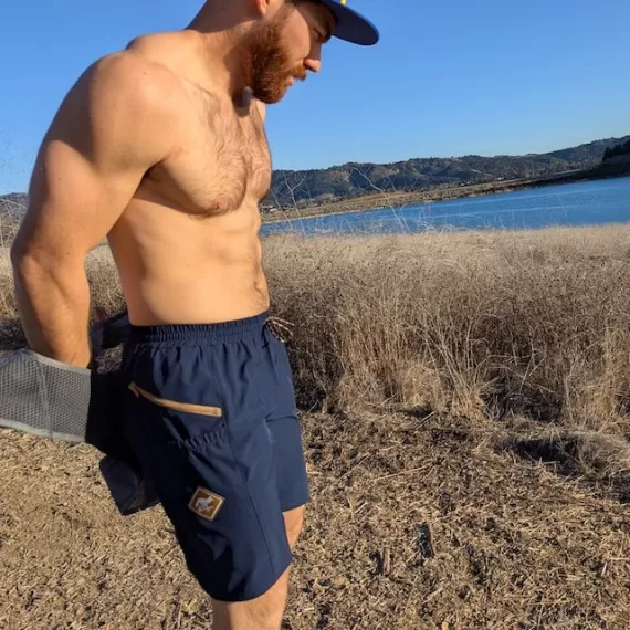 Runyon 9" TrailStash Gravel Cycling Short great for Trail Running, Hiking, Fitness Outdoors Navy Blue