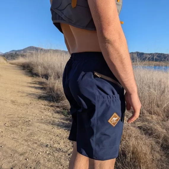 Runyon 9" TrailStash Gravel Cycling Short great for Trail Running, Hiking, Fitness Outdoors Navy Blue