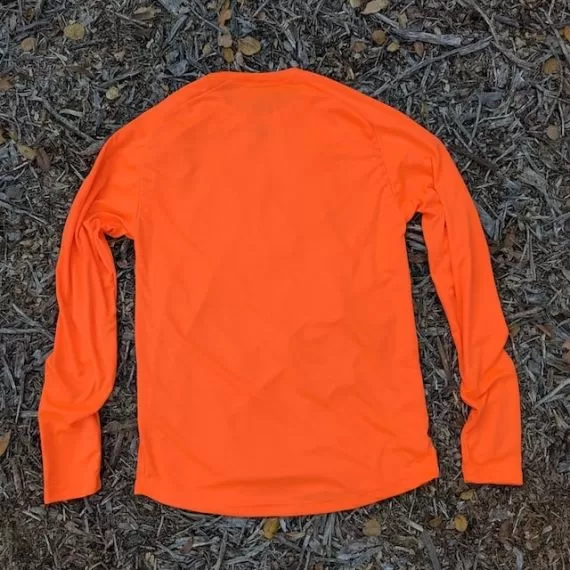 Runyon Mens Neon Orange Long Sleeve Performance Shirt - Made In USA, Running Hiking Workout Gym