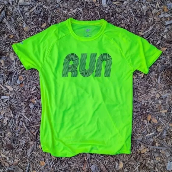 Men's Neon Yellow Fluorescent Running Shirt Moisture Wicking American Made In USA
