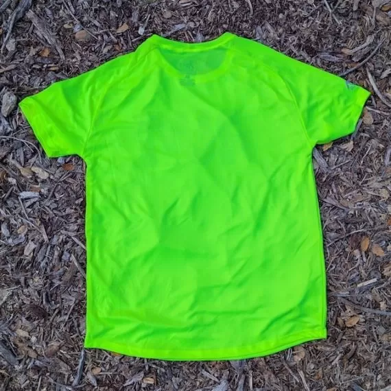 Men's Neon Yellow Fluorescent Running Shirt Moisture Wicking American Made In USA
