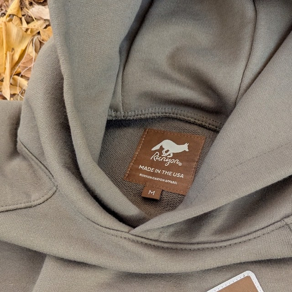 Runyon French Terry Cotton Olive Green Pullover Hoodie Sweatshirt - Hidden Pockets, Thumbholes & Watch Windows - American Made In USA