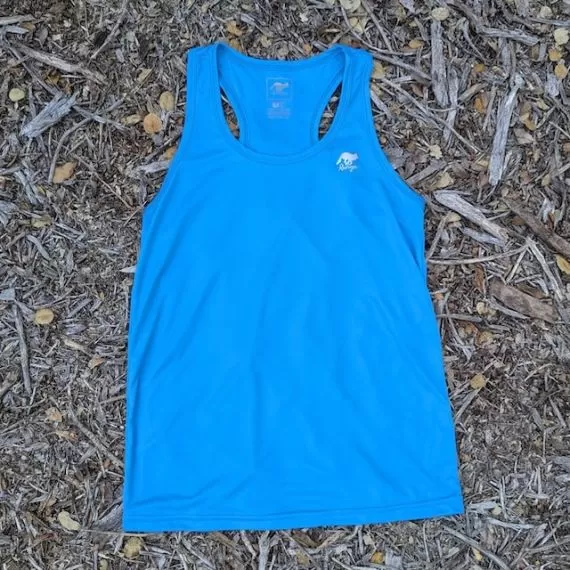 Runyon Men's Cyan Safety Blue Racerback Fitness Tank Top - Running, Workout, Gym Singlet - Made In The USA