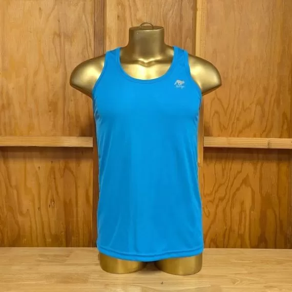 Runyon Men's Cyan Safety Blue Racerback Fitness Tank Top - Running, Workout, Gym Singlet - Made In The USA