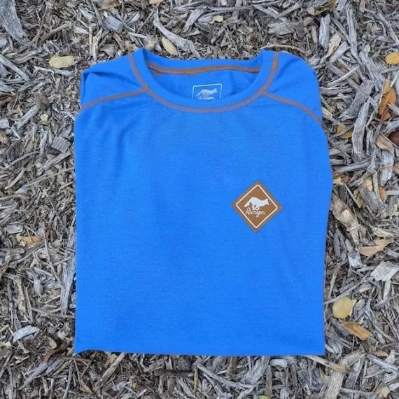 Runyon Mens Long Sleeve Camp Shirt Hiking Running Royal Blue American Made In USA