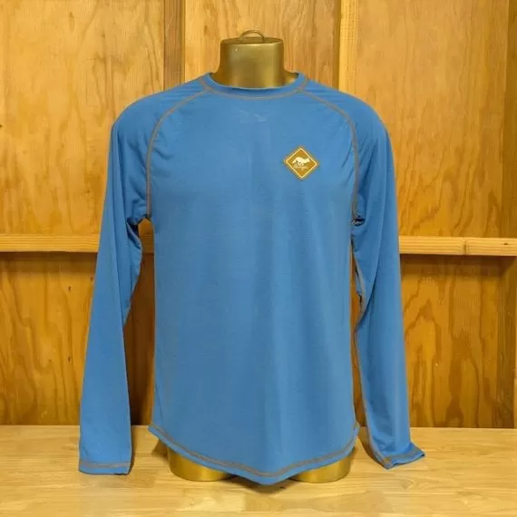 Runyon Mens Long Sleeve Camp Shirt Hiking Running Royal Blue American Made In USA
