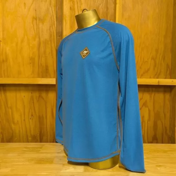 Runyon Mens Long Sleeve Camp Shirt Hiking Running Royal Blue American Made In USA