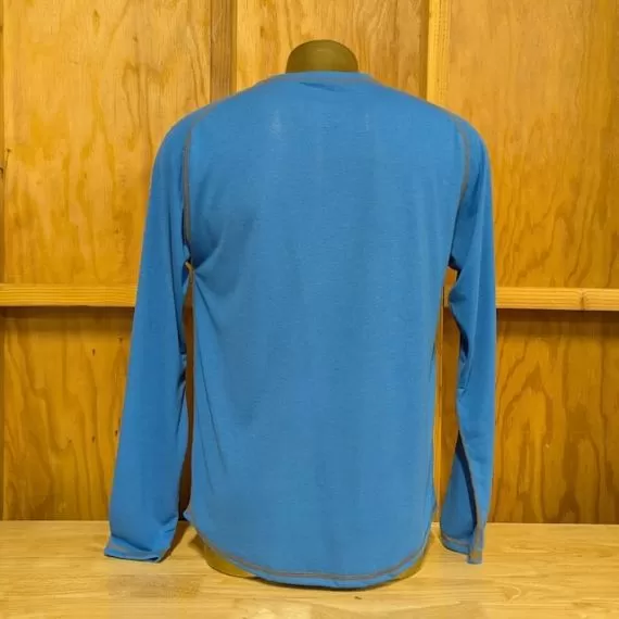 Runyon Mens Long Sleeve Camp Shirt Hiking Running Royal Blue American Made In USA