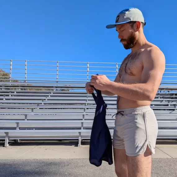 Runyon Navy Blue Razor Strap Pump Tank - Gym Stringer Racerback Workout Tank Top American Made In USA