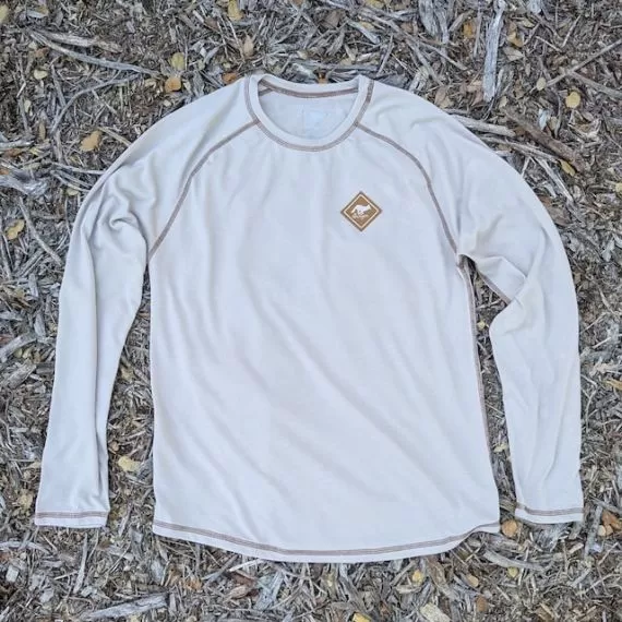 Runyon Mens Sand Long Sleeve Camp Shirt Hiking Trail Running American Made In USA