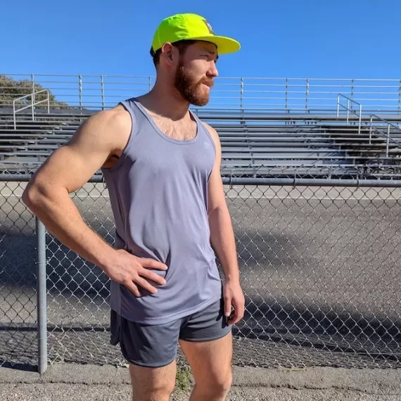 Runyon Men's Steel Grey Racerback Fitness Tank Top - Running, Workout, Gym Singlet - Made In The USA