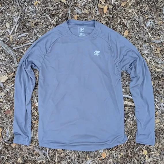 Runyon Men's Steel Grey Long Sleeve Running Shirt Made In USA - Moisture Wicking Gym, Workout, Fitness Shirt