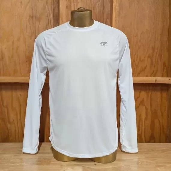 Runyon Men's Long Sleeve White Running Shirt Made In USA - Training, Workout, Hiking, Gym