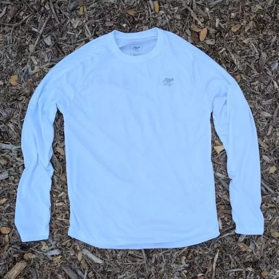 Runyon Men's Long Sleeve White Running Shirt Made In USA - Training, Workout, Hiking, Gym