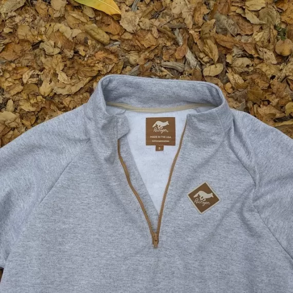 Runyon Heather Grey Slopeside Cotton Fleece Zip-Up Pullover Sweater - Winter Outerwear Runyon Canyon Apparel
