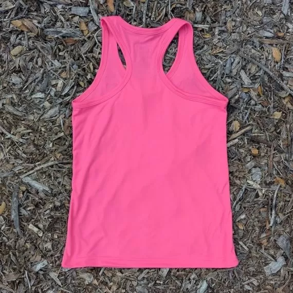 Women's Hot Pink RUN Racerback Tank Top - Fitness, Workout Apparel - American Made In USA