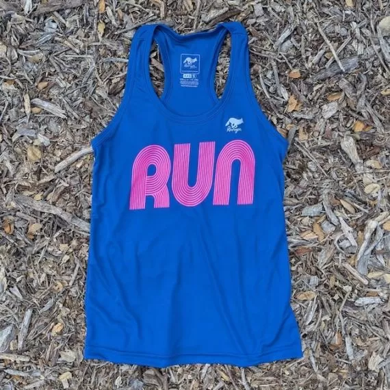 Runyon Women's Royal Blue Hot Pink RUN Fitness  Racerback Workout Tank American Made In USA