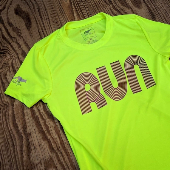 American Made In USA Women's Running Clothing RUN Neon Yellow Hot Purple Fitness Shirt Performance Sportswear Runyon Canyon Apparel