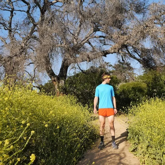Runyon Canyon Apparel Mens Amazing Blue Training Shirt great for Running, Hiking, Trails, Outdoor Fitness Made In USA