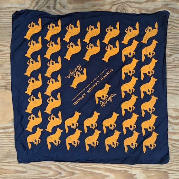 Runyon Canyon Apparel Signature Navy Blue Goldenrod Signature Bandana Made In USA. Great for running, hiking and all outdoor activities