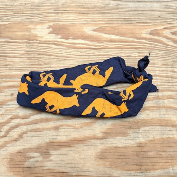 Runyon Canyon Apparel Signature Navy Blue Goldenrod Signature Bandana Made In USA. Great for running, hiking and all outdoor activities