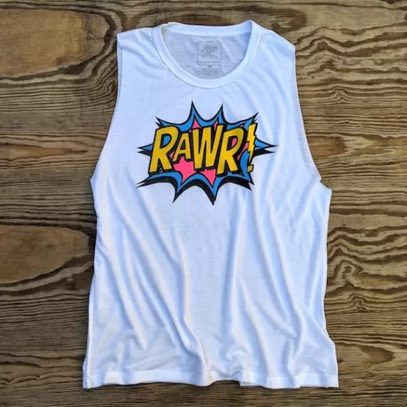 American Made In USA Womens Running Clothing RAWR Muscle Tank Running Hiking Fitness Performance Sportswear Runyon Canyon Apparel