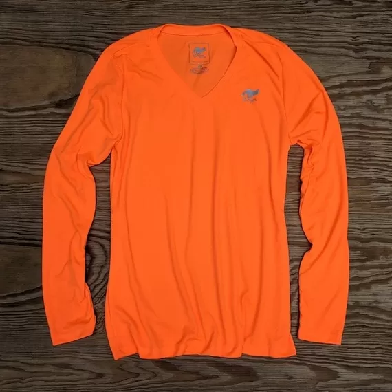 Runyon Canyon Apparel Womens Neon Orange Long Training Performance Fitness Shirt Made In USA