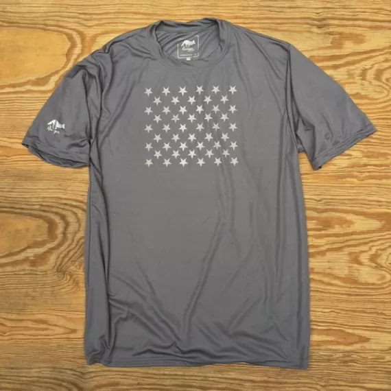 Runyon Canyon Apparel Mens Silver Striped Star Fitness Shirt Made In USA