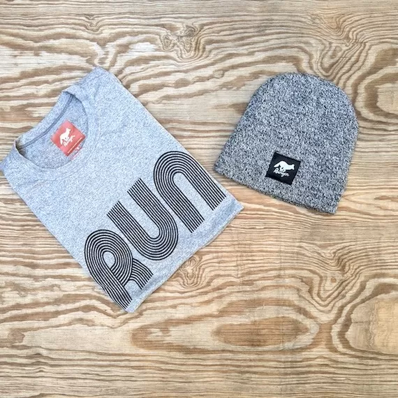 Runyon American Made In USA Mens Running Apparel Heather Grey RUN Signature Performance Shirt Fitness Sportswear Activewear
