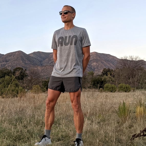 Runyon American Made In USA Mens Running Apparel Heather Grey RUN Signature Performance Shirt Fitness Sportswear Activewear