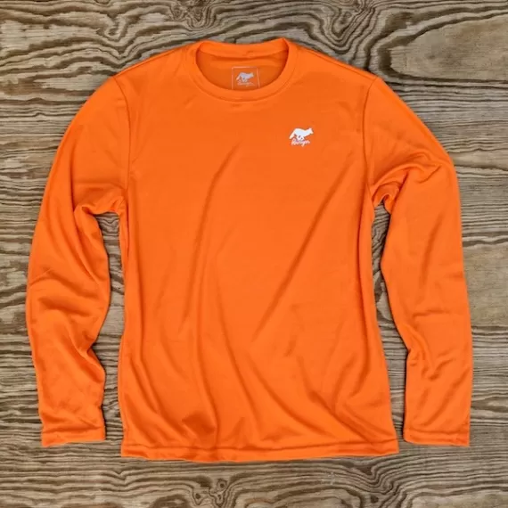 Runyon American Made In USA Mens Running Apparel Orange Long Sleeve Trail Shirt Performance Fitness Sportswear Runyon Canyon Apparel