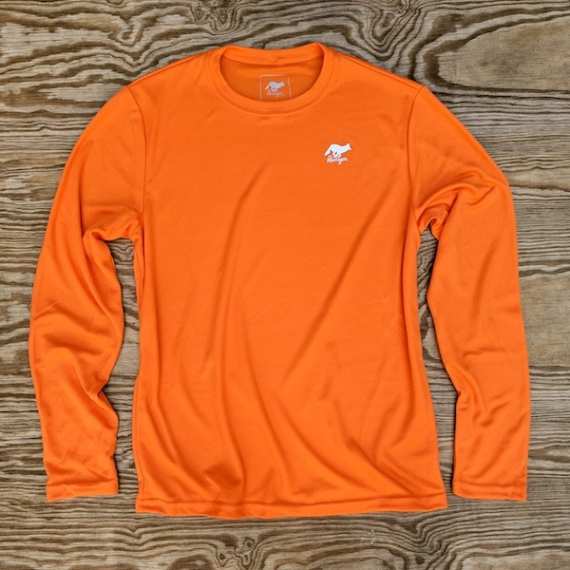 Runyon American Made In USA Mens Running Apparel Orange Long Sleeve Trail Shirt Performance Fitness Sportswear Runyon Canyon Apparel