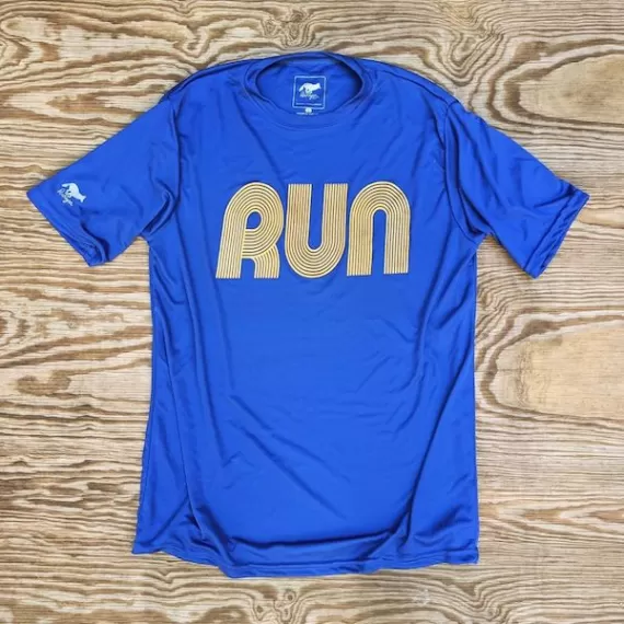 Runyon American Made In USA Men's Running Clothing RUN Royal Gold Fitness Shirt Performance Sportswear Runyon Canyon Apparel