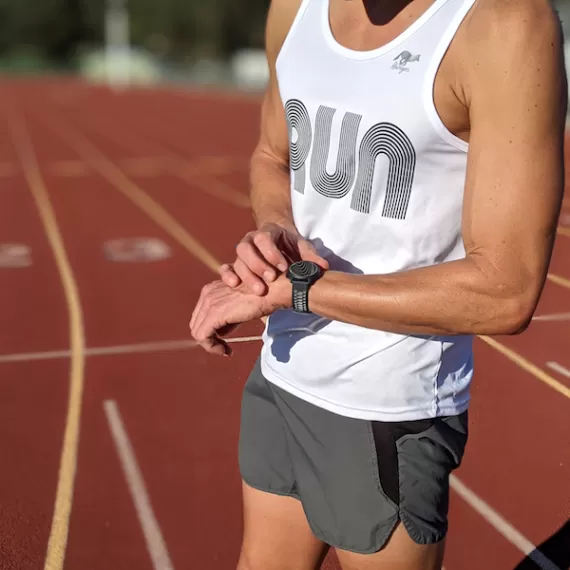 Runyon American Made In USA Mens Running Clothing RUN White Singlet Tank Top Performance Sportswear