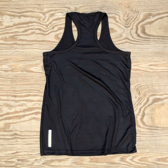 Runyon American Made In USA Womens Running Fitness Apparel Black Reflective Tank Top Singlet Performance Sportswear