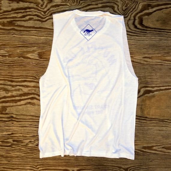 Runyon Canyon Apparel Women's Muscle Up White Blurple Muscle Tank | Made In USA