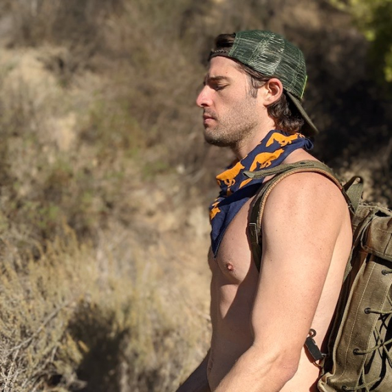 Runyon Canyon Apparel Signature Navy Blue Goldenrod Signature Bandana Made In USA.