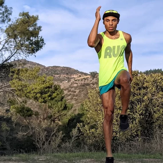 Runyon Mens Neon Yellow RUN Training Performance Fitness Tank Made In USA